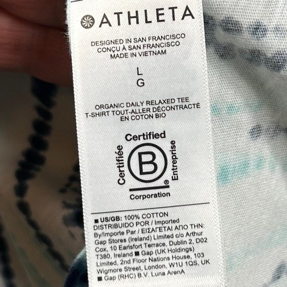 Athleta Organic Daily Relaxed Black Teal Short Sleeve T-Shirt Size L - Picture 8 of 9
